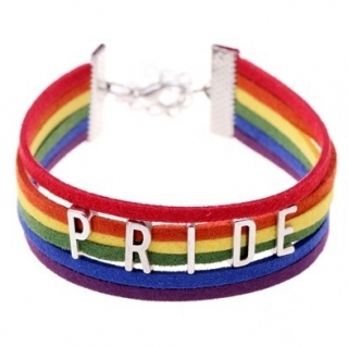 Duhový kožený náramek PRiDE