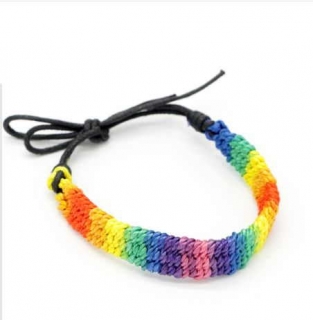 Duhový náramek pletený plochý