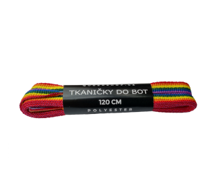 Tkaničky ploché - duhové - 120 cm